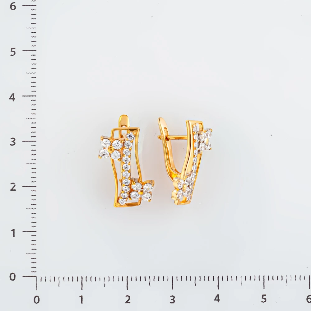 Серьги с фианитом из желтого золота 585 пробы