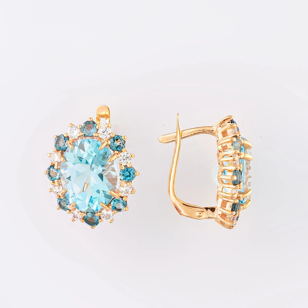 Серьги с топазом из красного золота 585 пробы