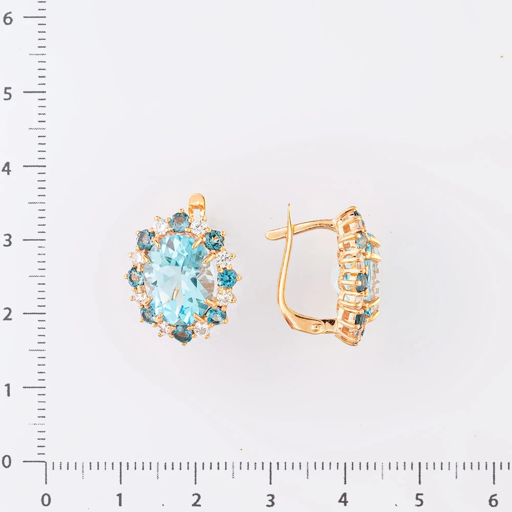 Серьги с топазом из красного золота 585 пробы