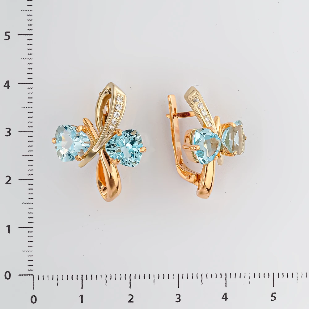 Серьги с топазом из красного золота 585 пробы