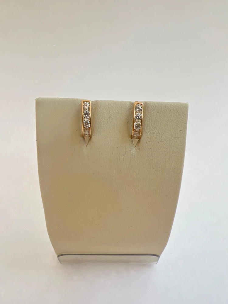 Серьги с фианитом из красного золота 585 пробы