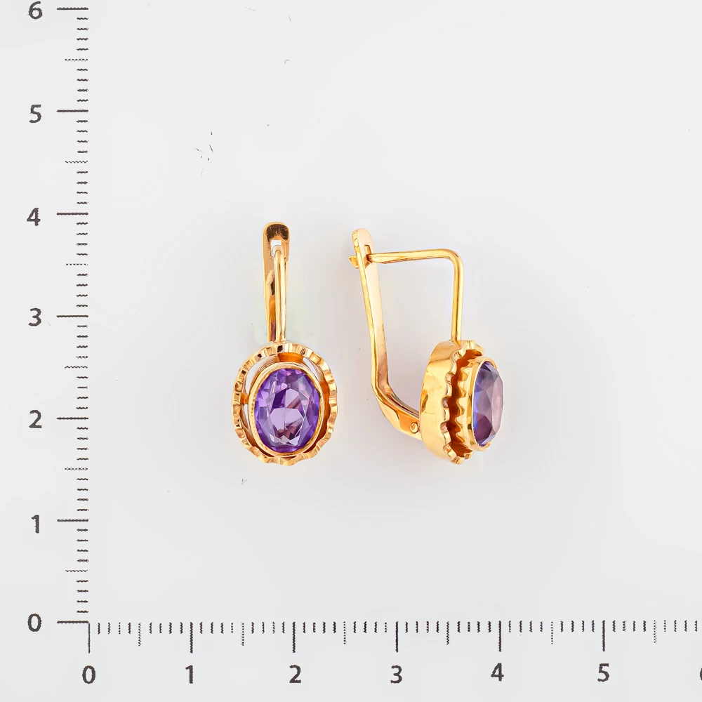 Серьги с фианитом из красного золота 583 пробы