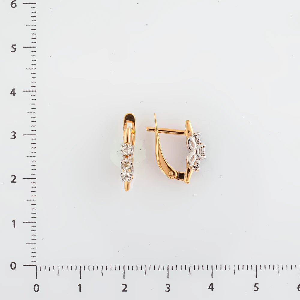 Серьги с бриллиантом из красного золота 585 пробы