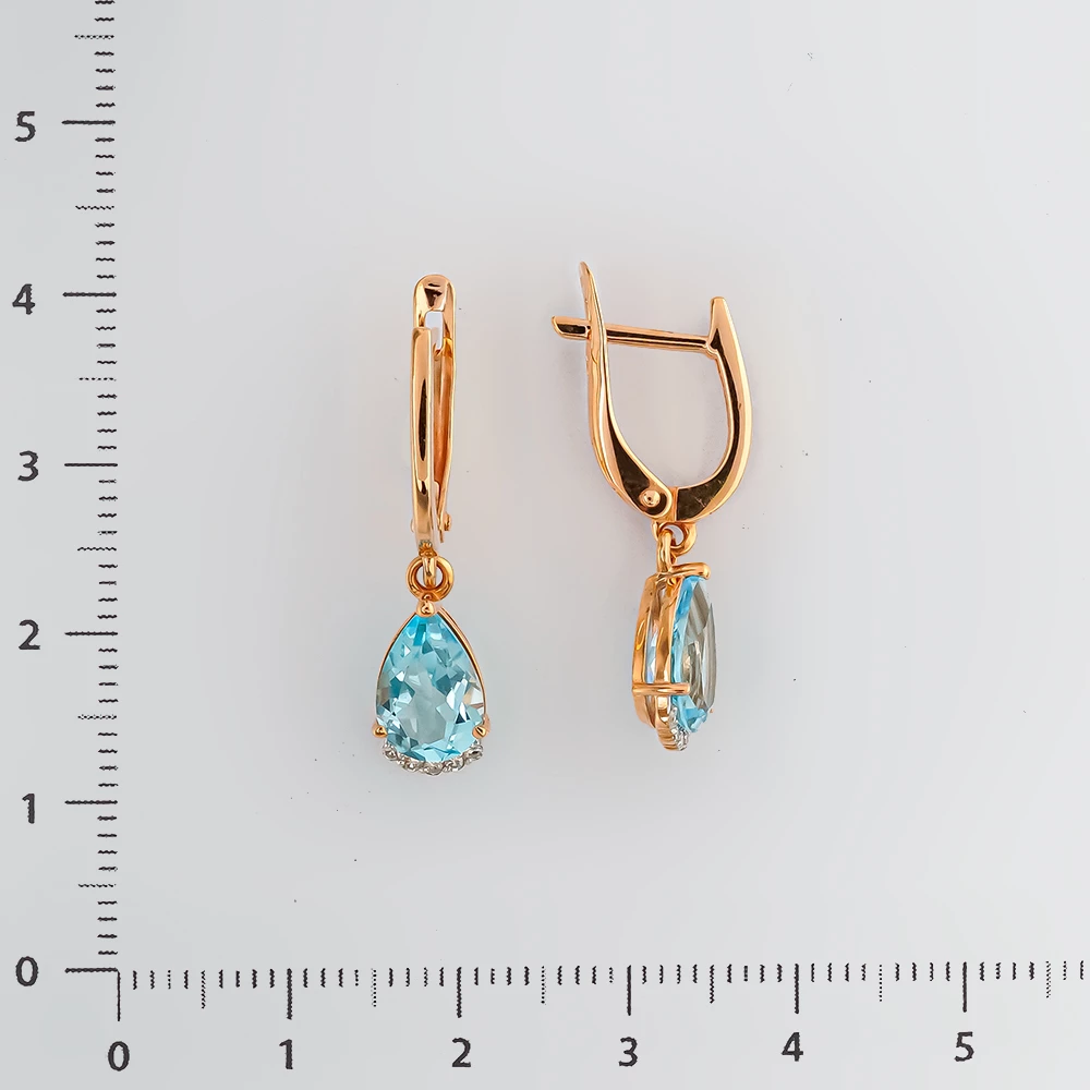 Серьги с топазом из красного золота 585 пробы