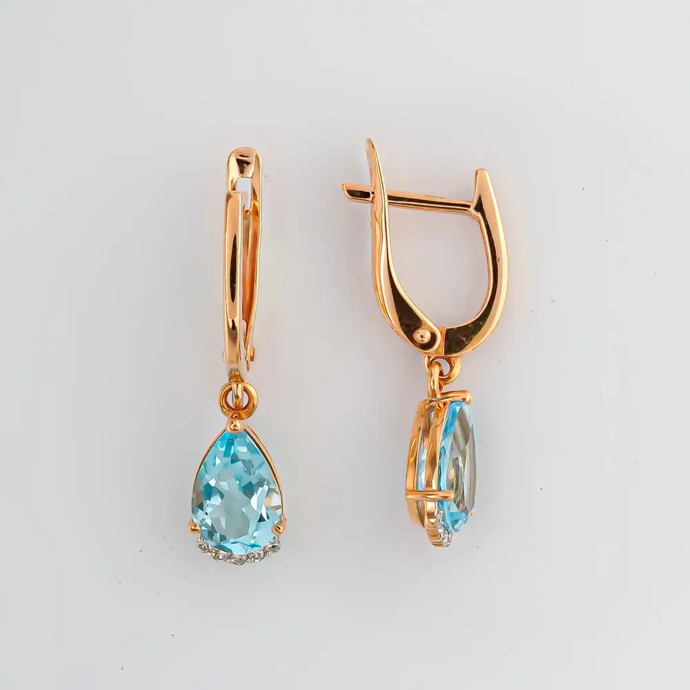 Серьги с топазом из красного золота 585 пробы 1