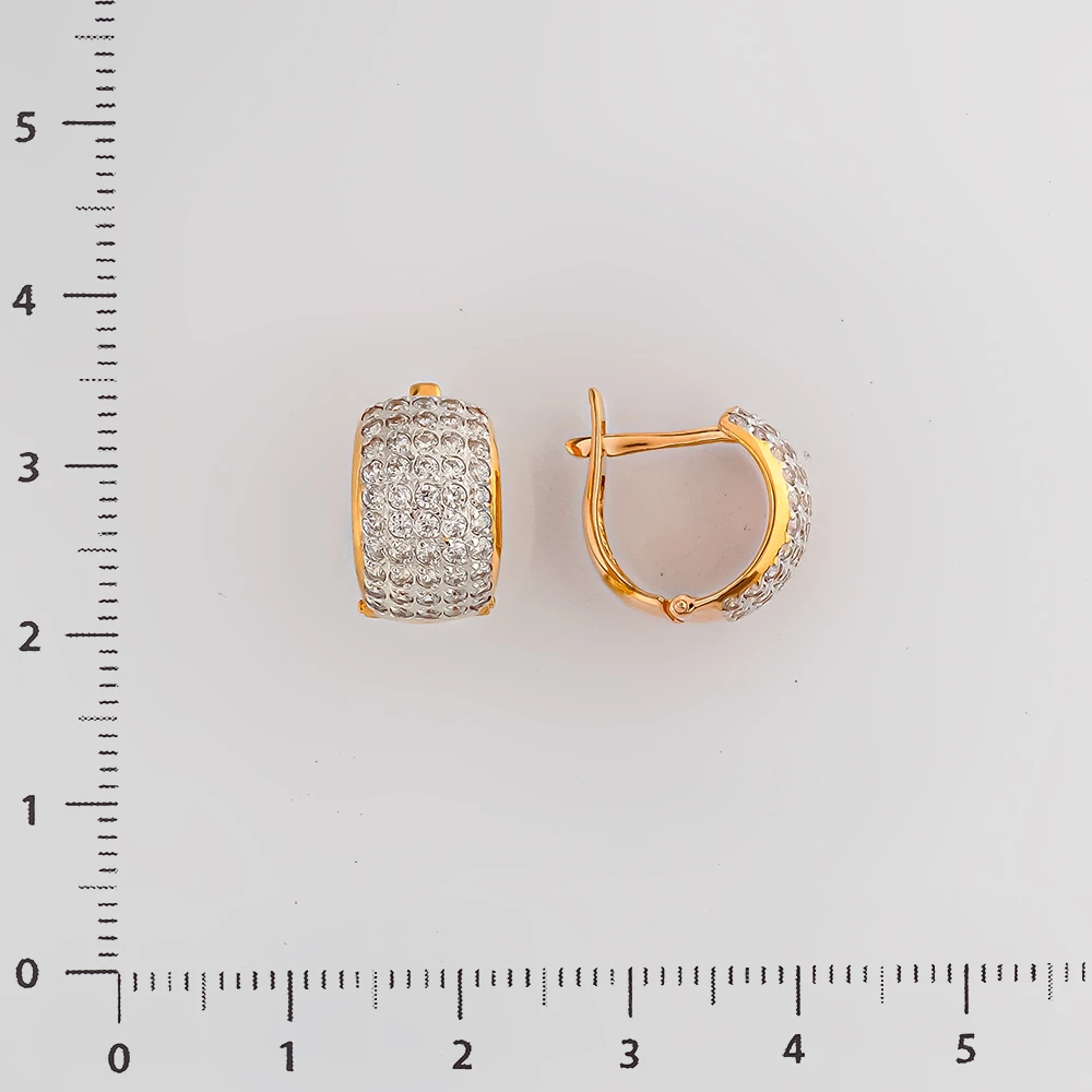 Серьги с фианитом из красного золота 585 пробы