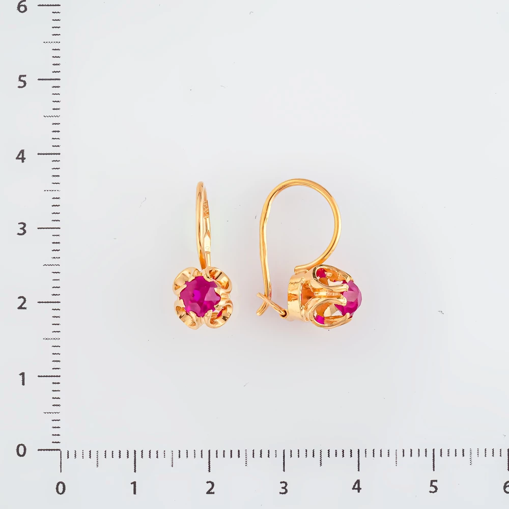 Серьги с фианитом из красного золота 583 пробы