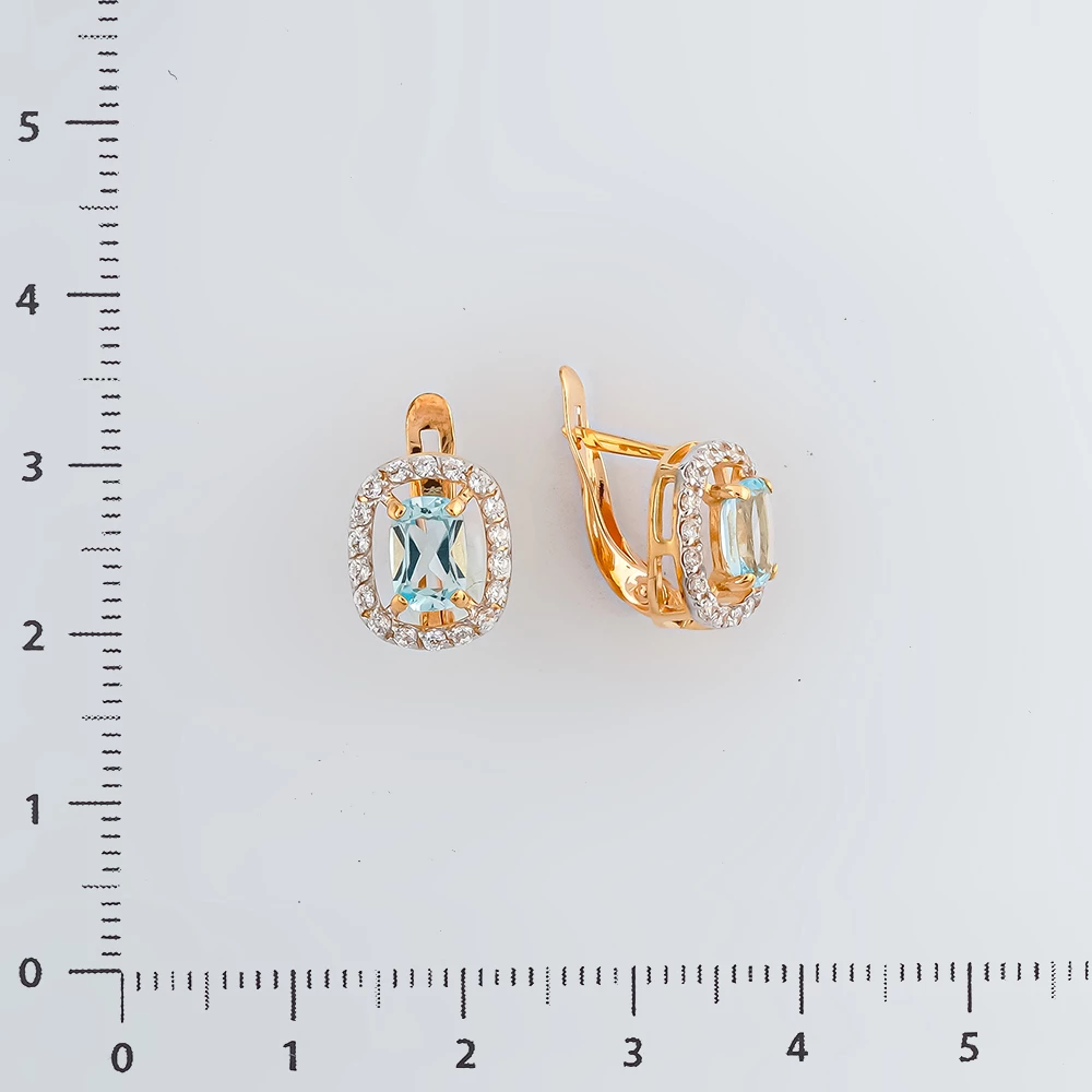 Серьги с топазом из красного золота 585 пробы