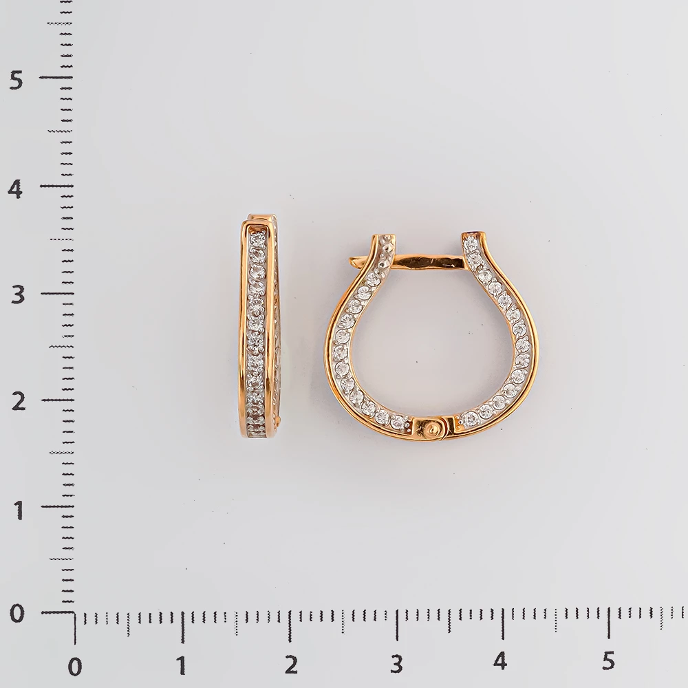 Серьги с фианитом из красного золота 585 пробы