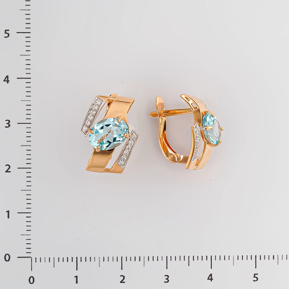 Серьги с топазом из красного золота 585 пробы
