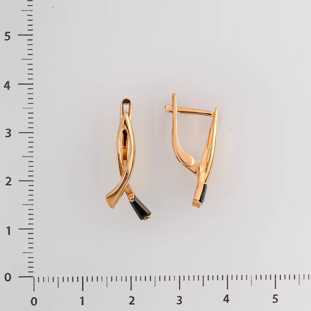 Серьги с фианитом из красного золота 585 пробы