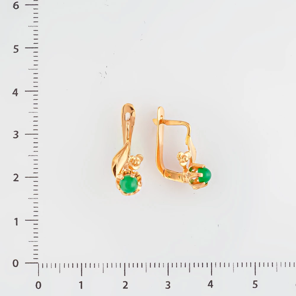 Серьги с агатом из красного золота 583 пробы