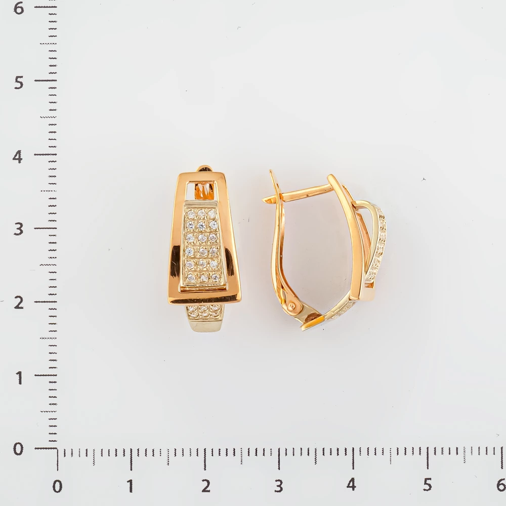 Серьги с фианитом из красного золота 585 пробы