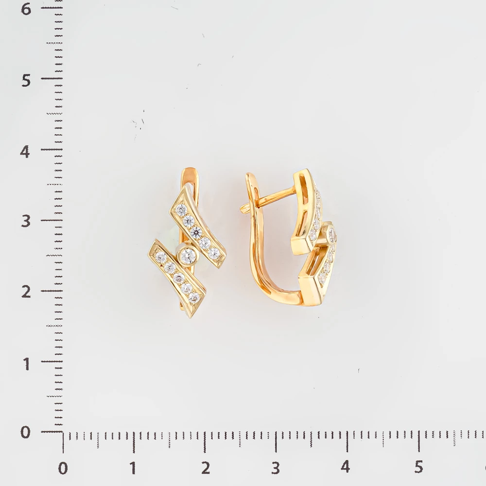 Серьги с фианитом из красного золота 585 пробы