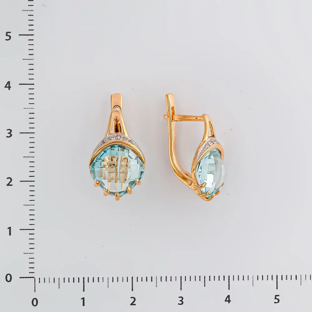 Серьги с топазом из красного золота 585 пробы