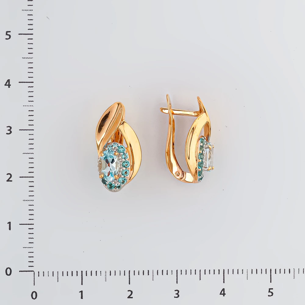 Серьги с топазом из красного золота 585 пробы