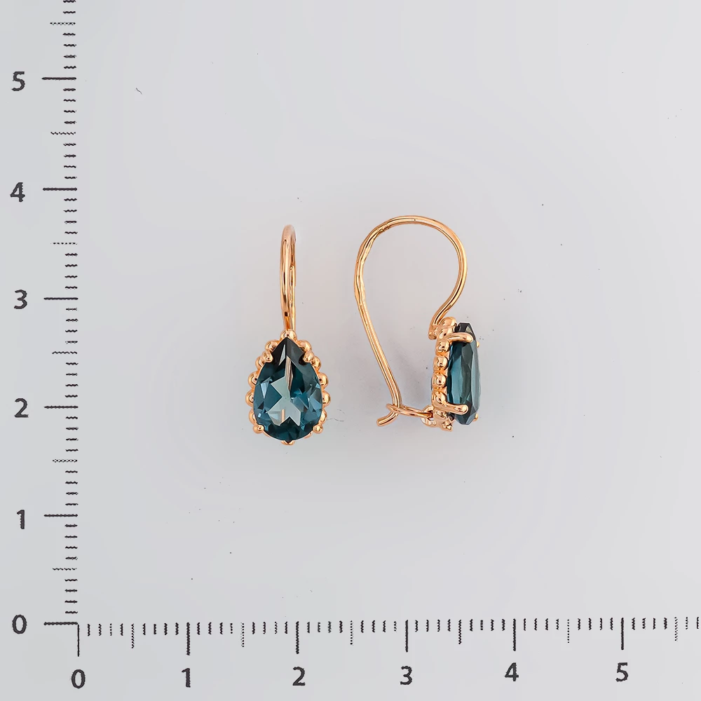 Серьги с топазом лондон из красного золота 585 пробы