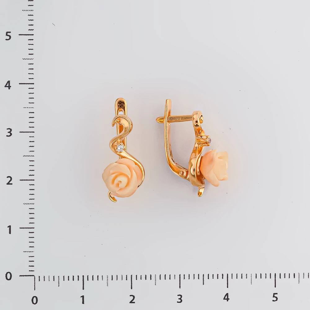 Серьги с кораллом из красного золота 585 пробы