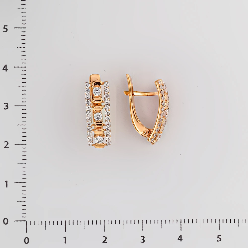 Серьги с фианитом из красного золота 375 пробы