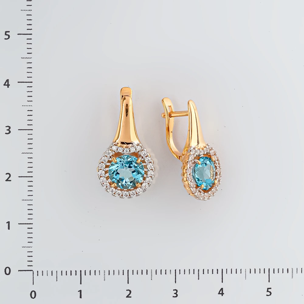 Серьги с топазом из красного золота 585 пробы
