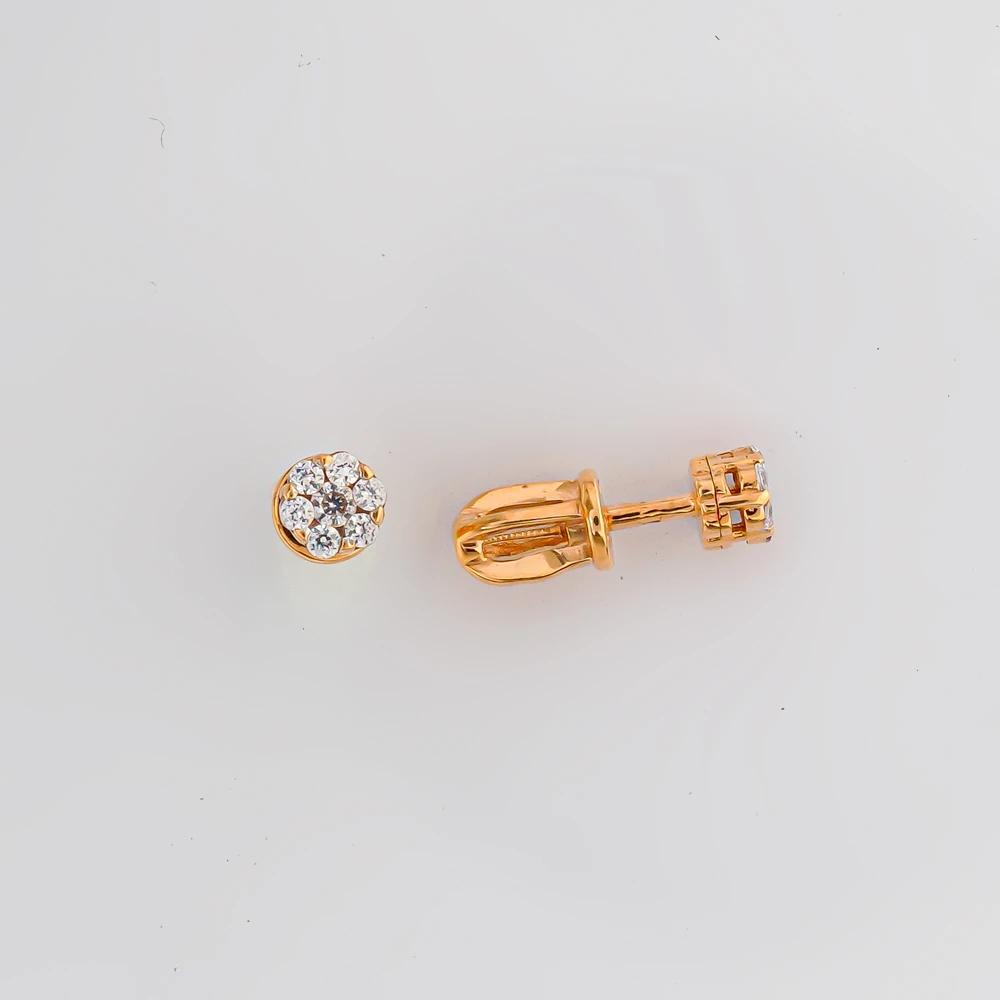 Серьги с фианитом из красного золота 585 пробы