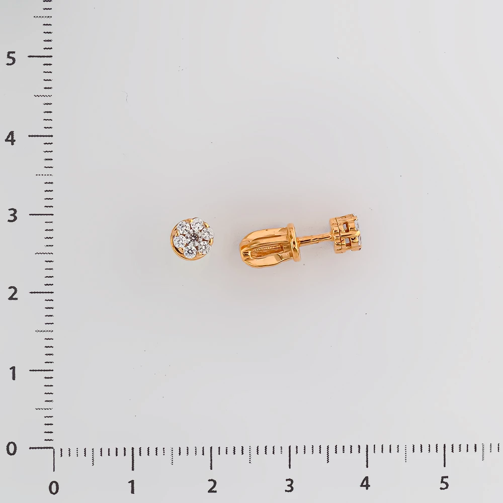 Серьги с фианитом из красного золота 585 пробы