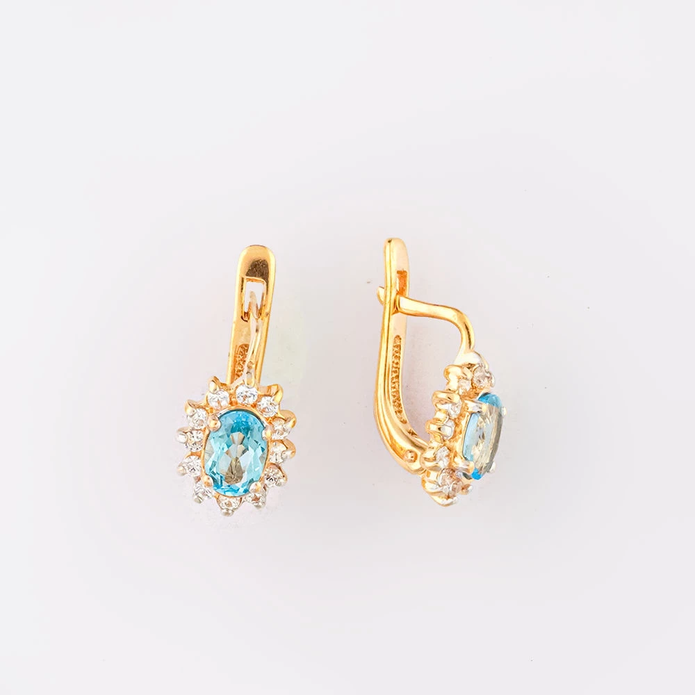 Серьги с топазом из красного золота 585 пробы