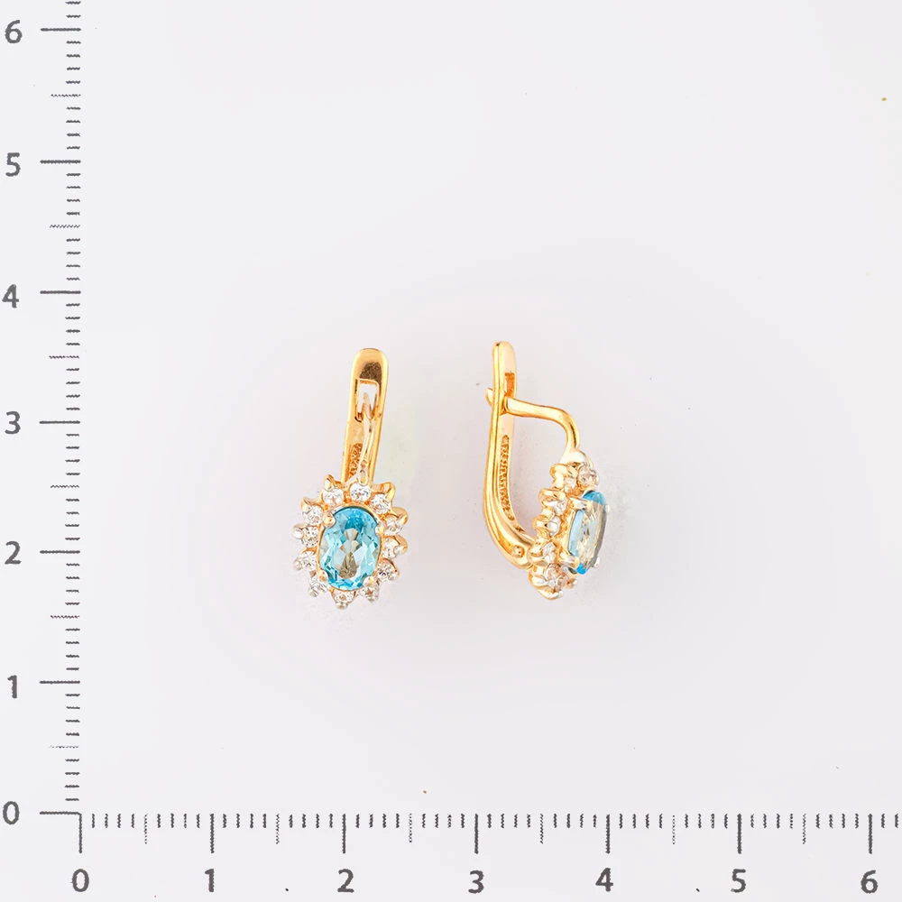 Серьги с топазом из красного золота 585 пробы