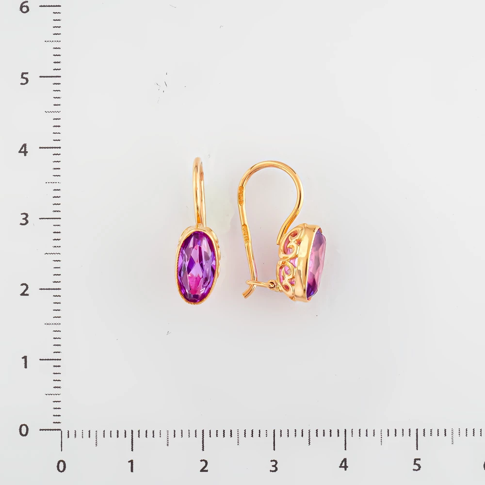 Серьги с фианитом из красного золота 583 пробы