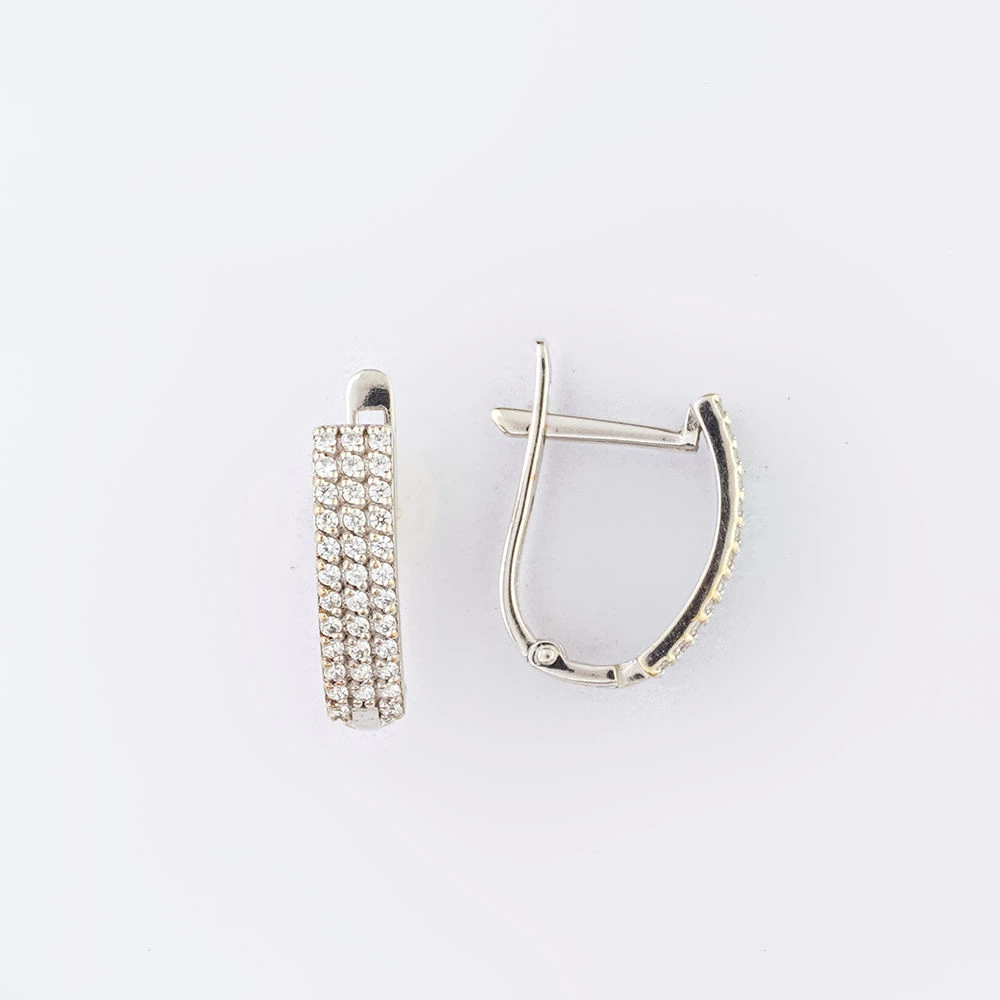 Серьги с фианитом из белого золота 585 пробы