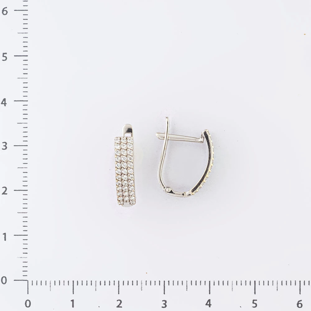 Серьги с фианитом из белого золота 585 пробы