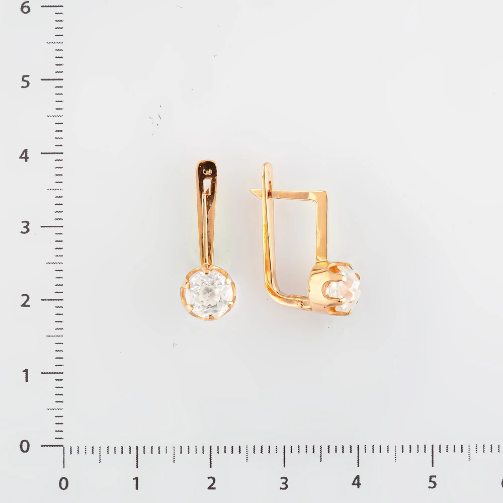 Серьги с фианитом из красного золота 583 пробы