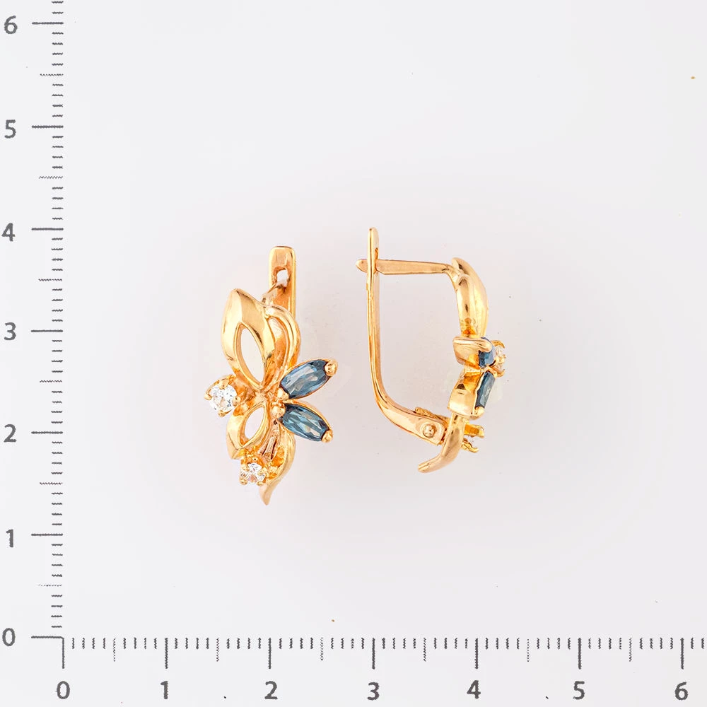 Серьги с фианитом из желтого золота 585 пробы