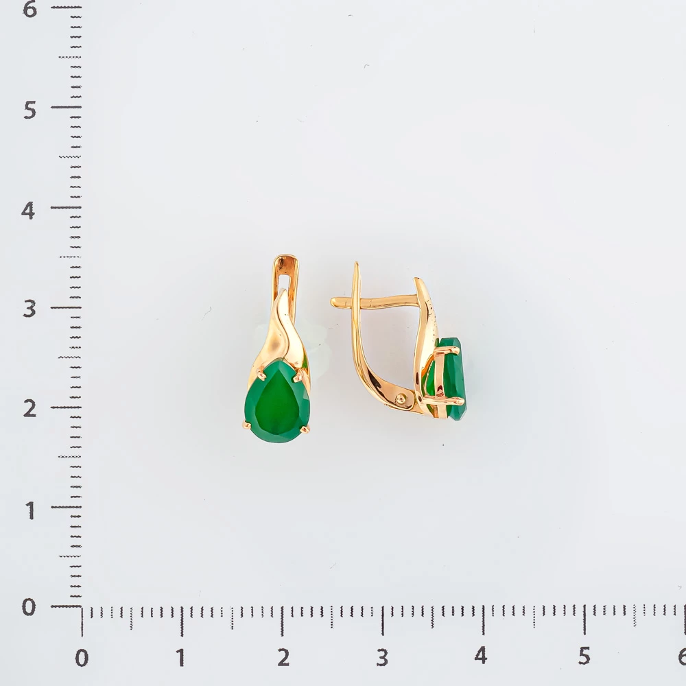 Серьги с агатом из красного золота 585 пробы