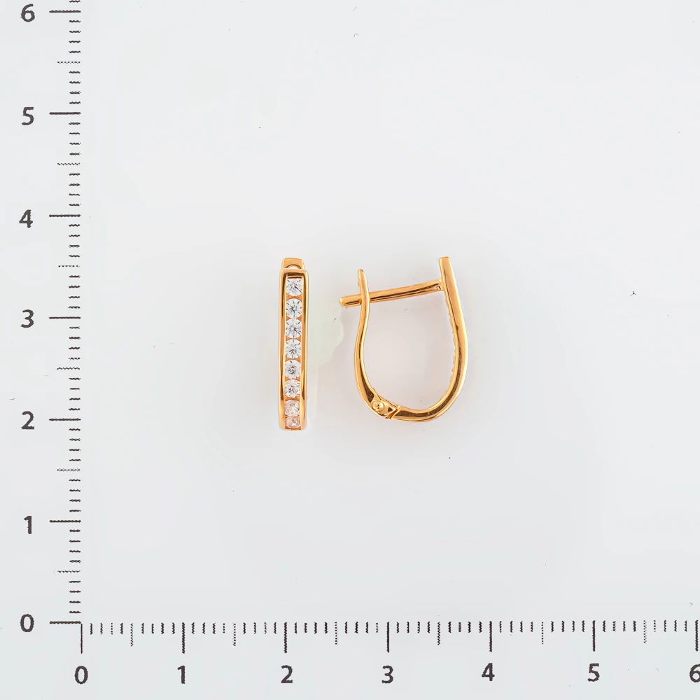 Серьги с фианитом из красного золота 585 пробы