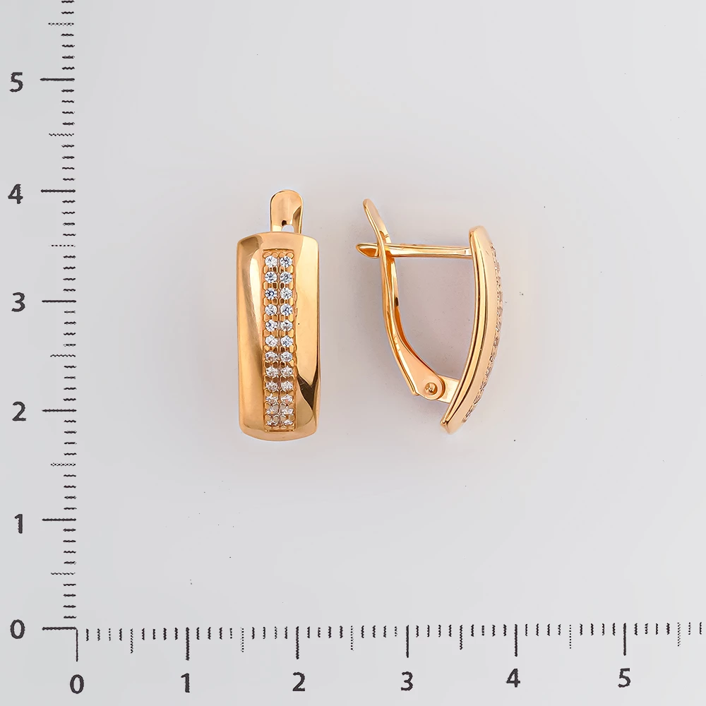 Серьги с фианитом из красного золота 585 пробы