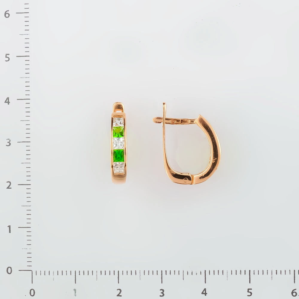 Серьги с фианитом из красного золота 585 пробы