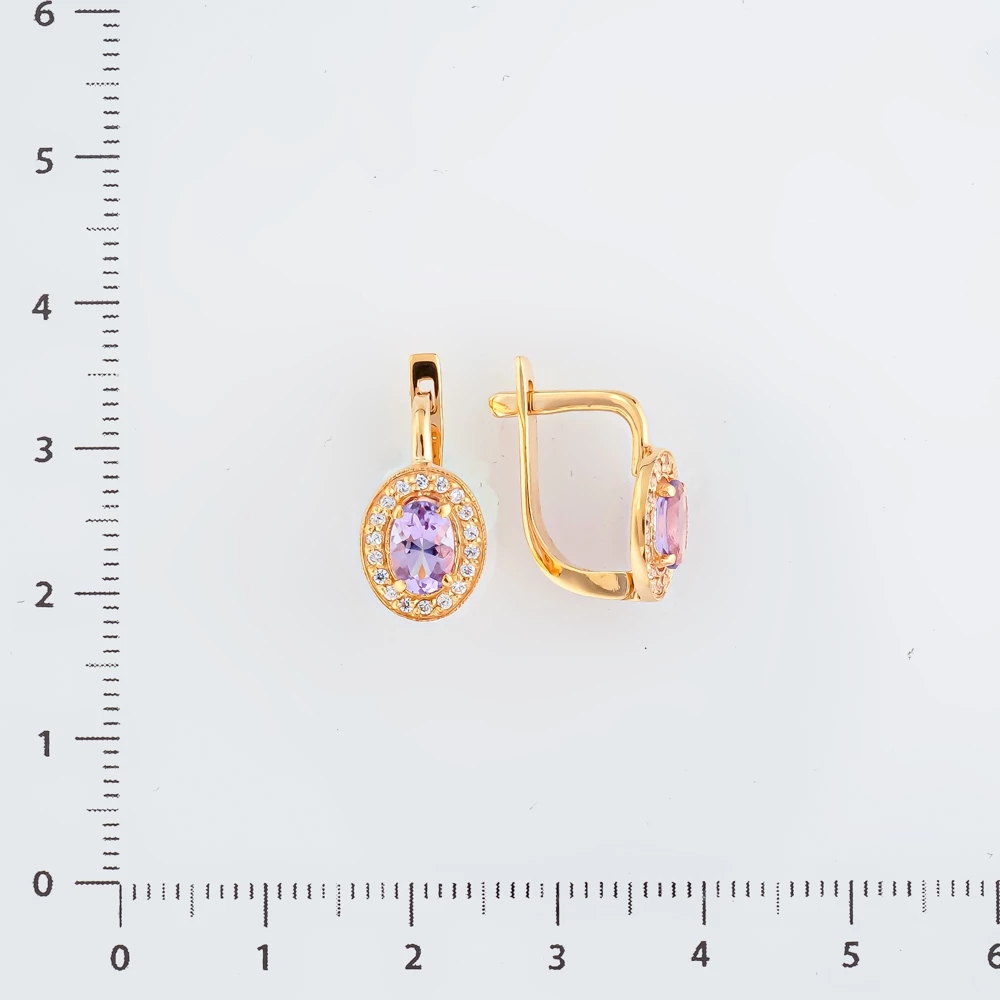 Серьги с аметистом из красного золота 585 пробы