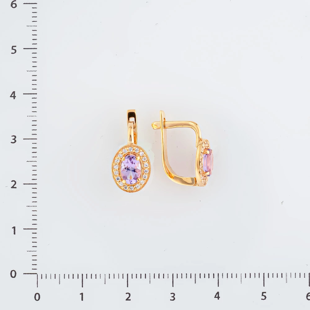 Серьги с аметистом из красного золота 585 пробы