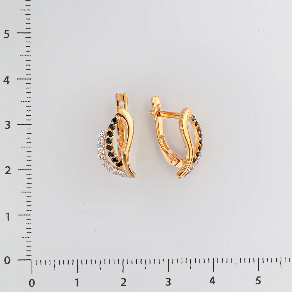 Серьги с фианитом из красного золота 585 пробы