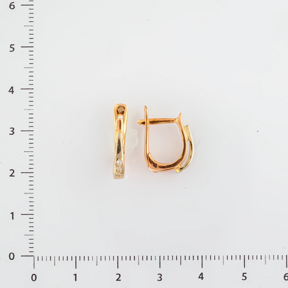 Серьги с фианитом из красного золота 585 пробы