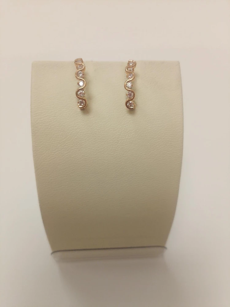Серьги с фианитом из красного золота 375 пробы