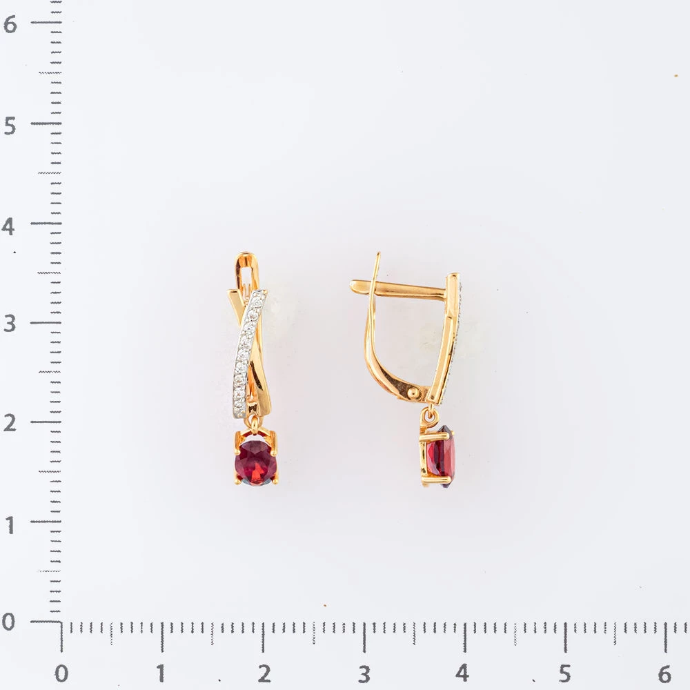 Серьги с гранатом из красного золота 585 пробы