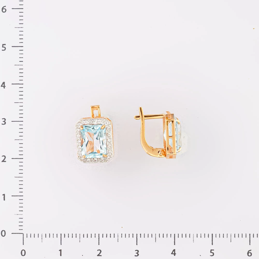 Серьги с топазом из красного золота 585 пробы