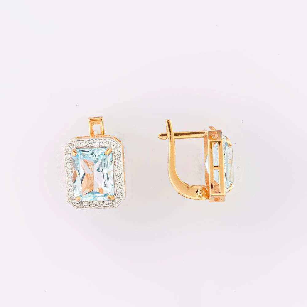 Серьги с топазом из красного золота 585 пробы