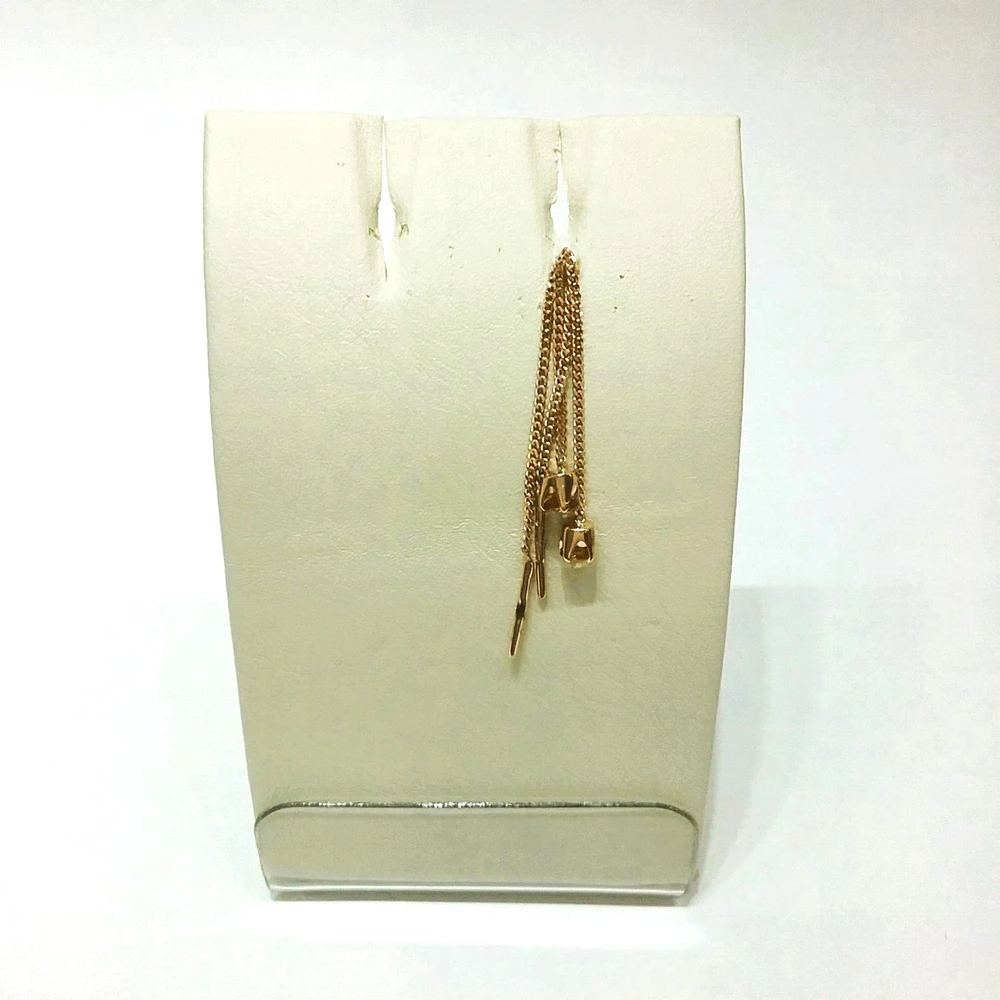 Серьги-продевки с цитрином из красного золота 585 пробы