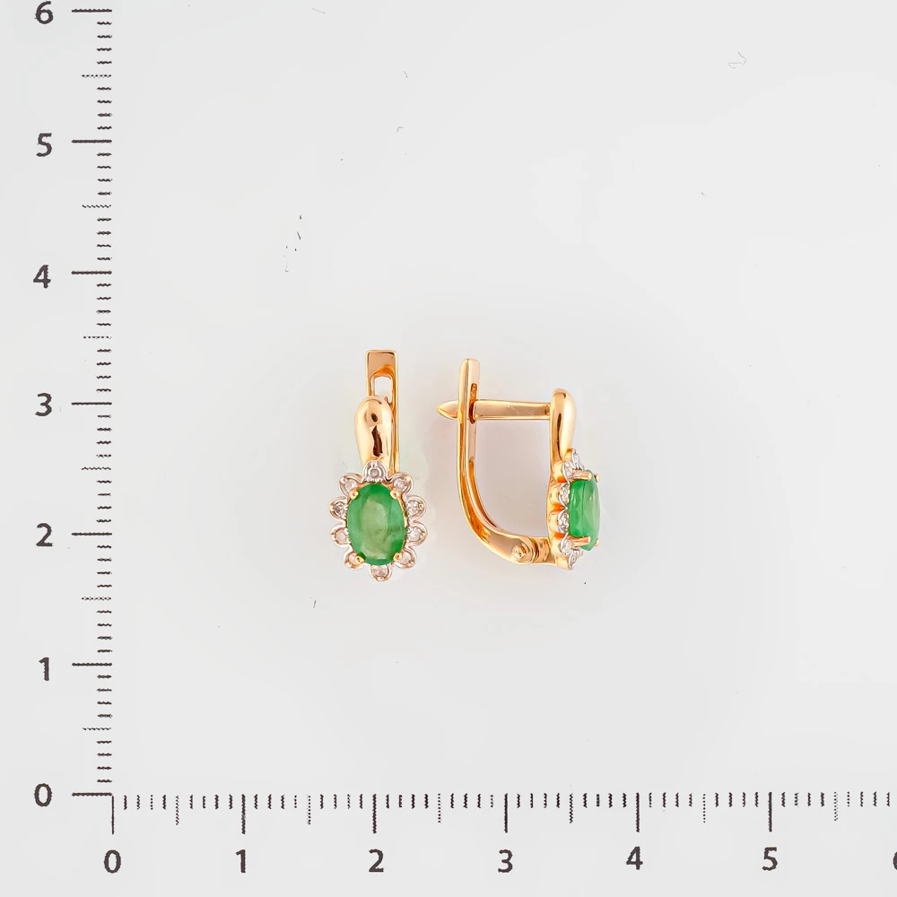 Серьги с изумрудом из красного золота 585 пробы