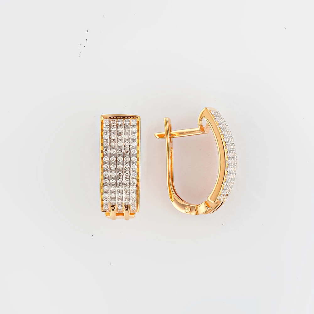 Серьги с бриллиантом из красного золота 585 пробы