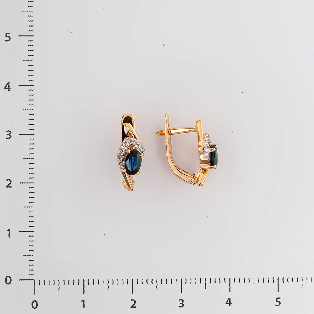 Серьги с сапфиром из красного золота 585 пробы