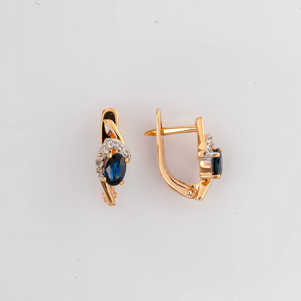Серьги с сапфиром из красного золота 585 пробы